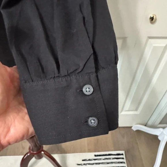 LOFT NWT Black Peasant Style Relaxed Long Sleeve Blouse. - Picture 6 of 9